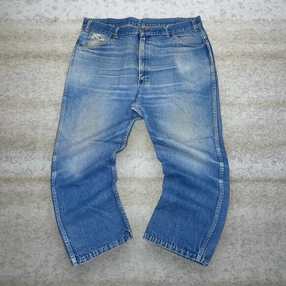 Vintage Saddle King Jeans Baggy Wide Leg Fit Light Wash Denim 90s - Picture 2 of 3